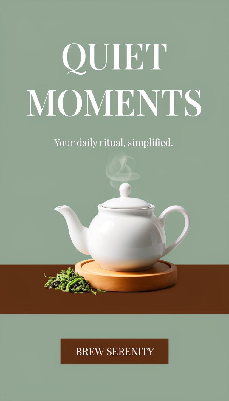 Elegant Quiet Moments Teapot Advertisement Design for Serenity Ads