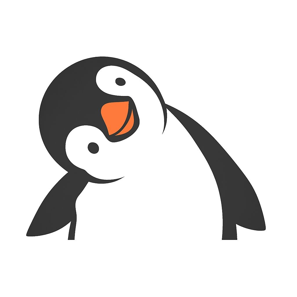 Playful Cartoon Penguin Character Illustration Sticker