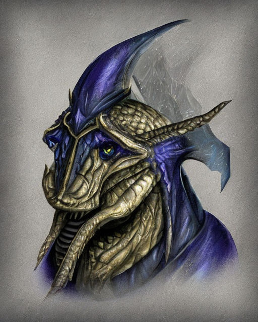 Blue sapphire gemstone dragonborn wizard headshot digital ar... by ...