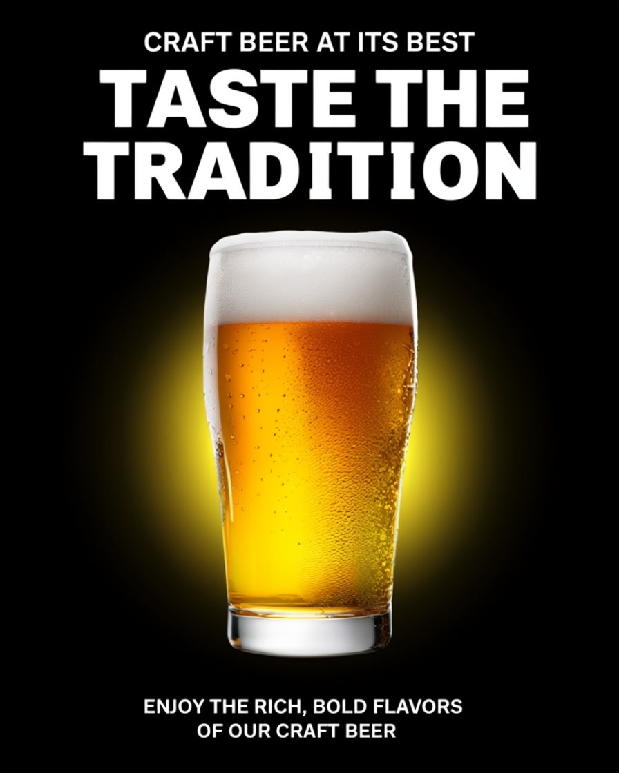 Craft Beer Promotion Featuring Photorealistic Pint Glass Advertisement