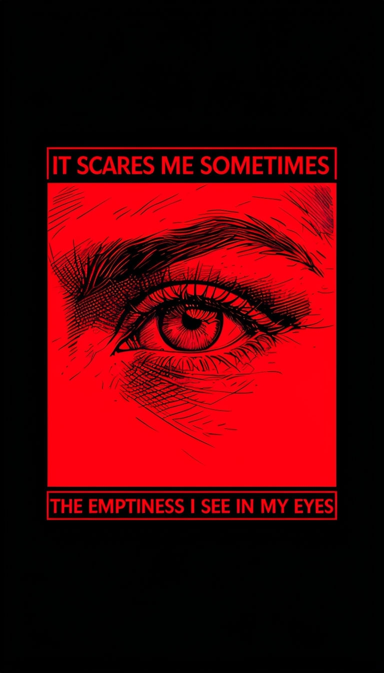Vivid Red Human Eye Graphic Art with Emotional Text Phone Case Cover