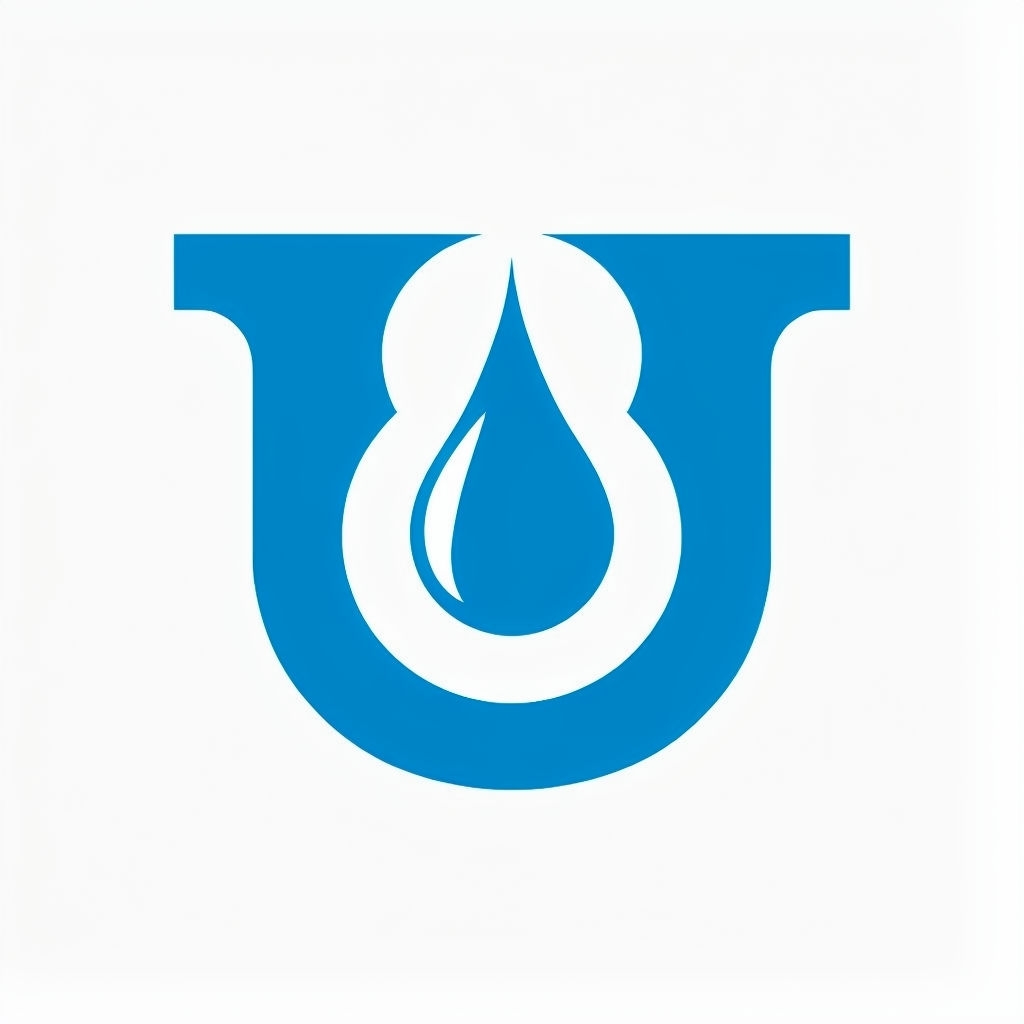 Modern Minimalist Blue U Logo with Teardrop Element