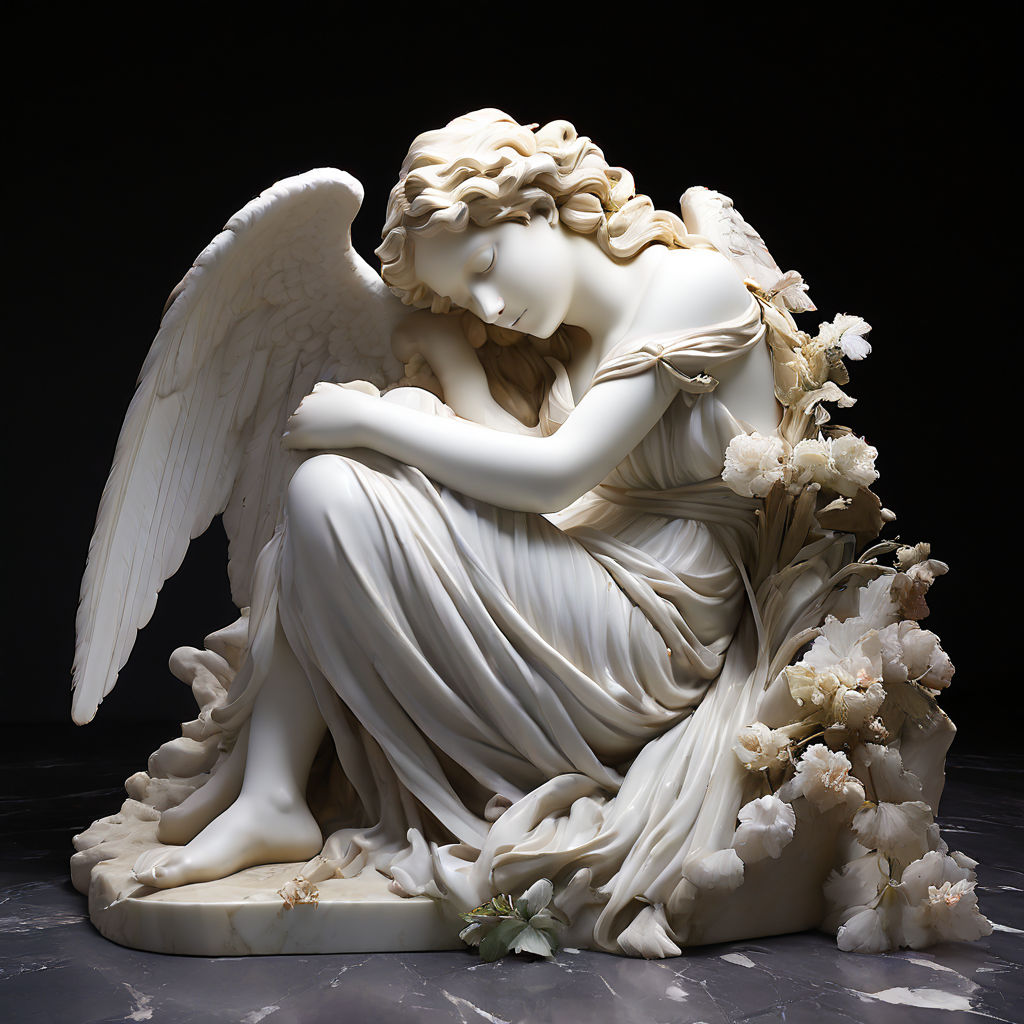 Prompt: fallen angel, alexandre cabanel, sculpture, marble, renaissance, sad, 