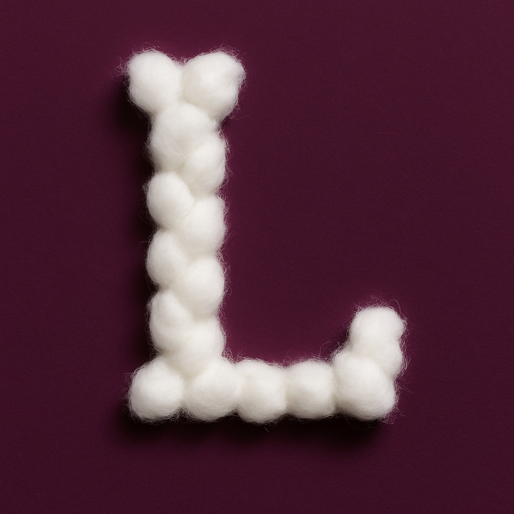 Fluffy Off-White Letter L with Textured Pom-Pom Design Monogram