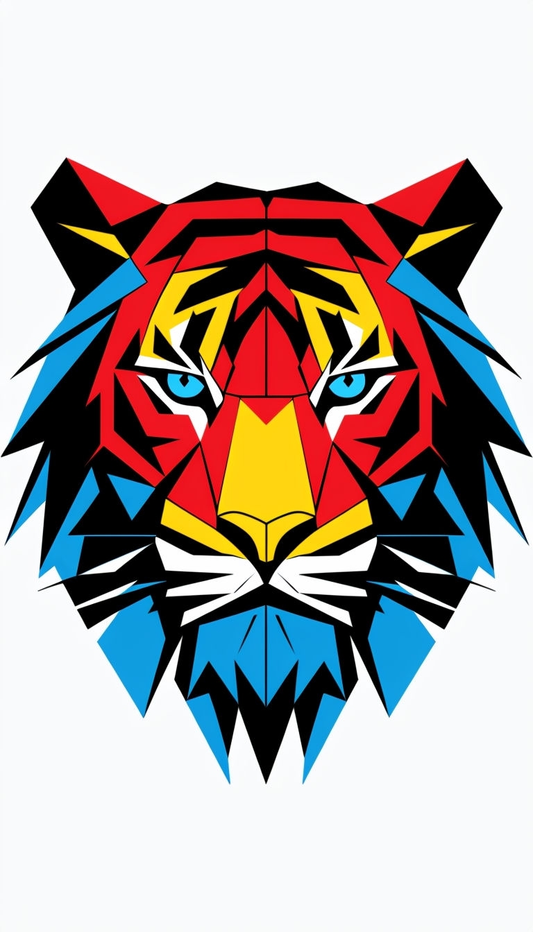 Vibrant Abstract Tiger Head Cubist Graphic Phone Case Cover