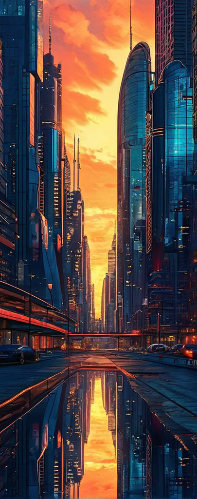 Mirrored metropolis reflection animated futuristic city by rym storm ...