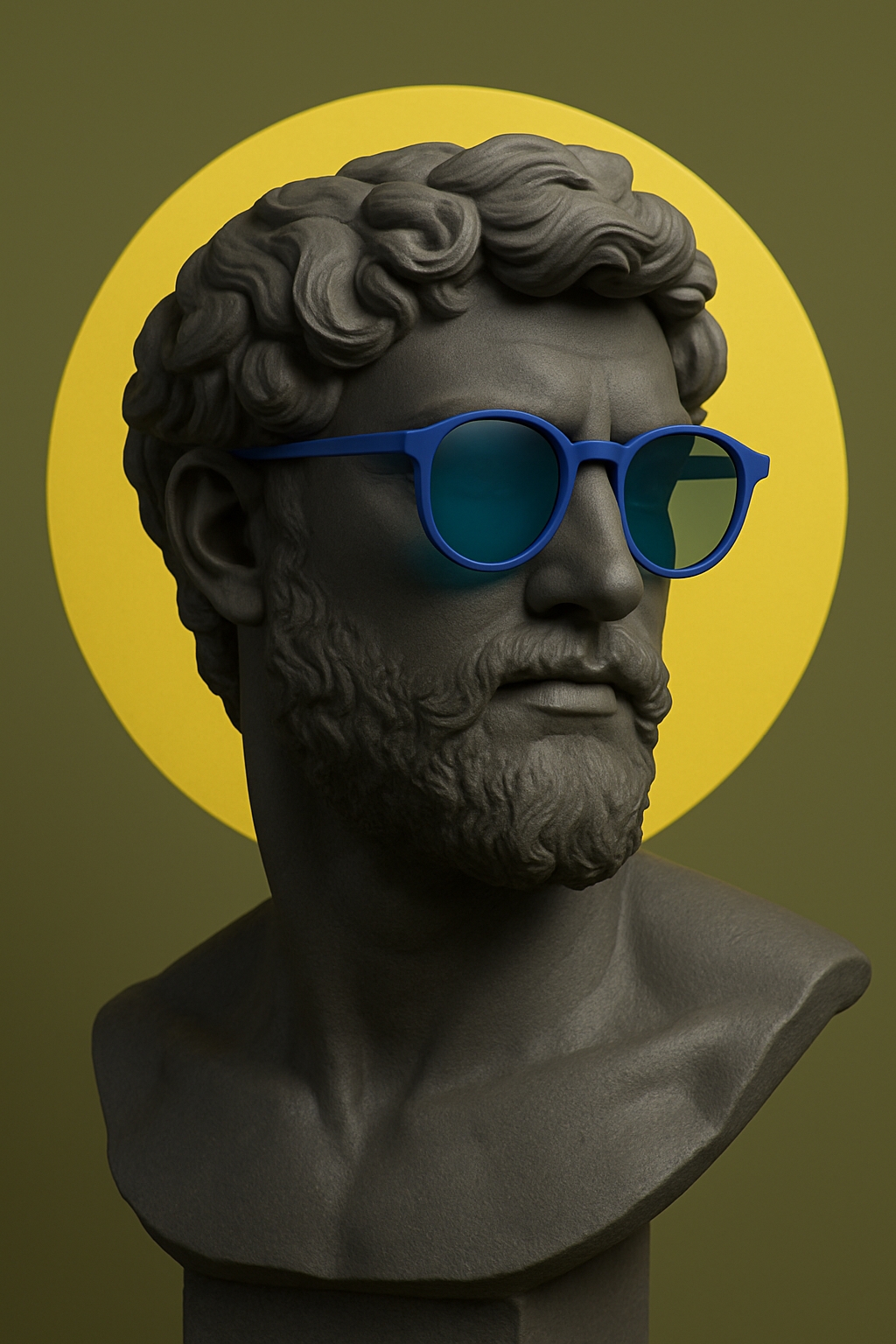 Classical Bust with Modern Cobalt Sunglasses Artwork Design Art