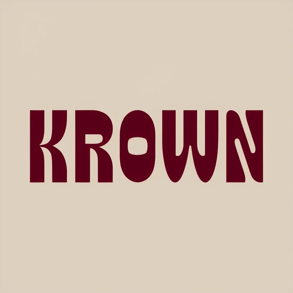 Minimalist Burgundy KROWN Logo Design on Beige Background Logo
