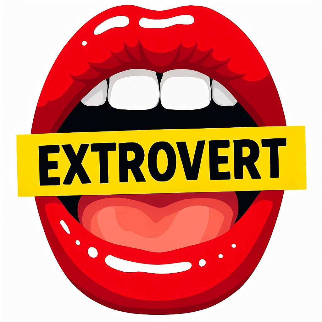 Vibrant Red Lips with EXTROVERT Text Bold Sticker