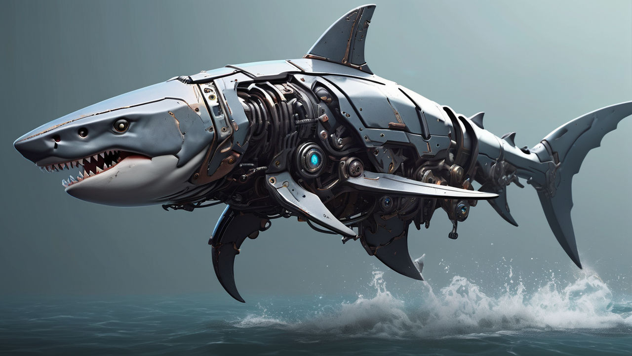 Sci Fi Mecha Armored Shark Concept Art Design by Rafarence - Playground