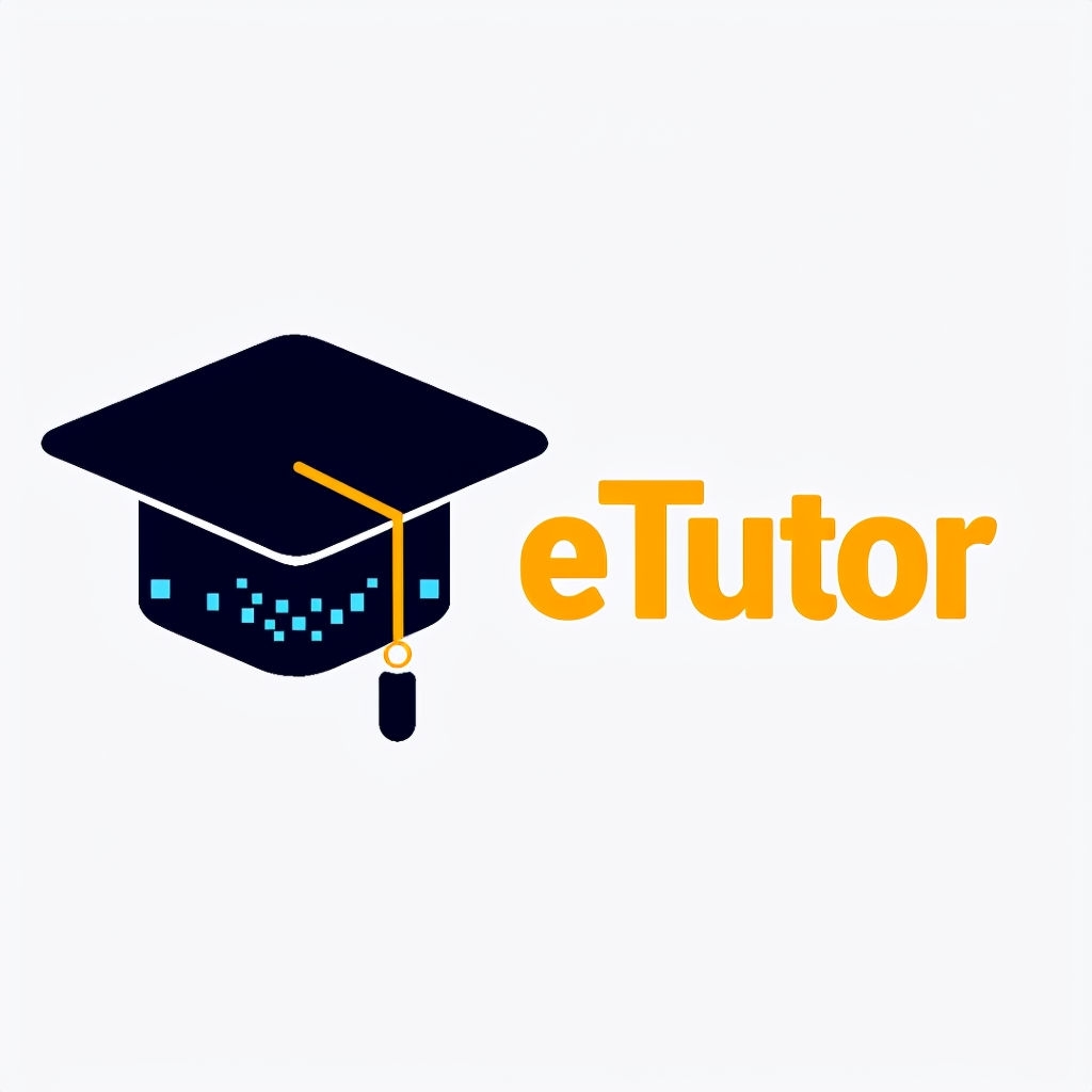 Modern Minimalist eTutor Graduation Cap Logo Design