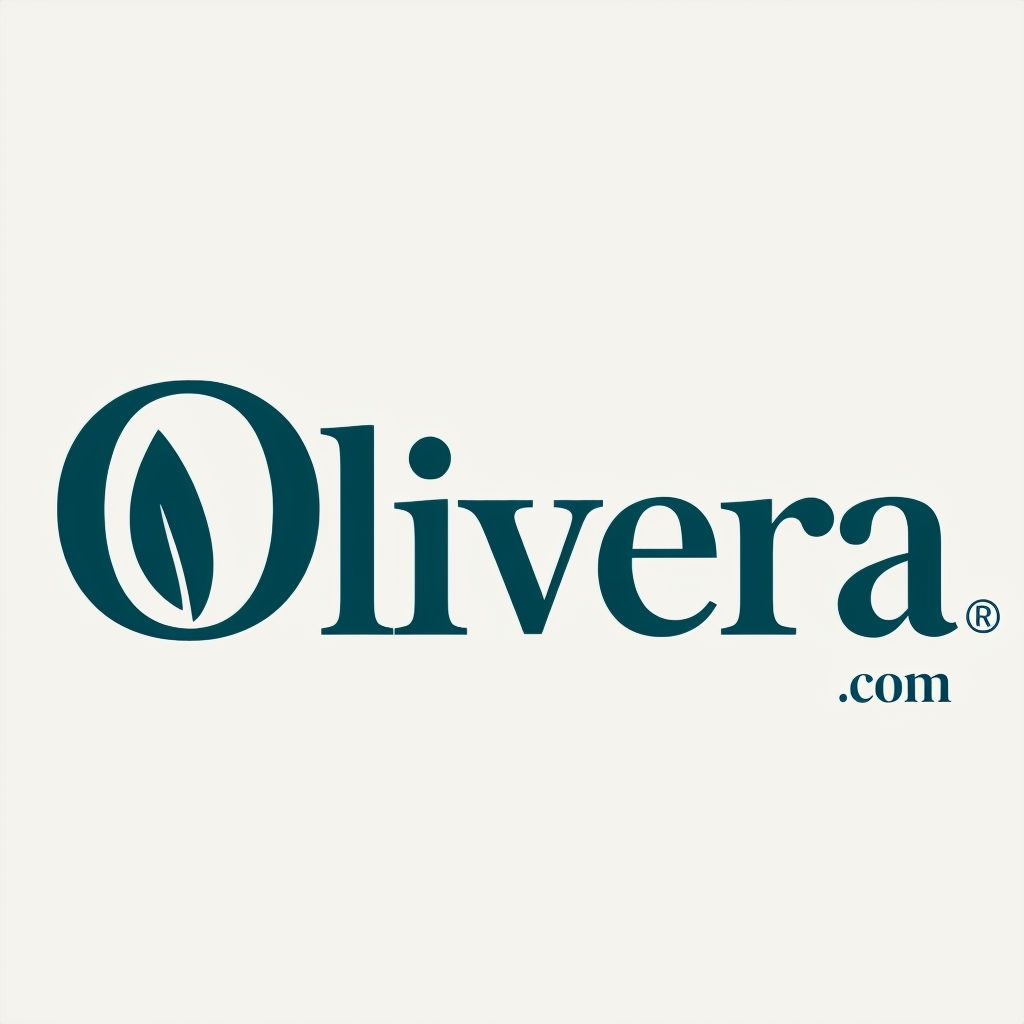 Minimalist Olivera Logo with Leaf Design on Beige Background Logo