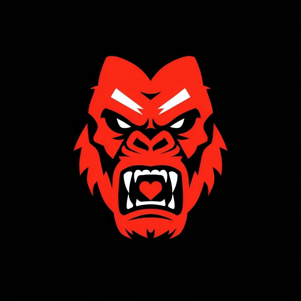 Bold Red Aggressive Ape Face Minimalist Logo