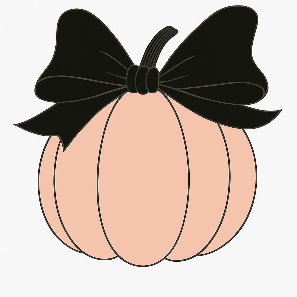Elegant Peach Pumpkin with Black Bow Illustration Sticker