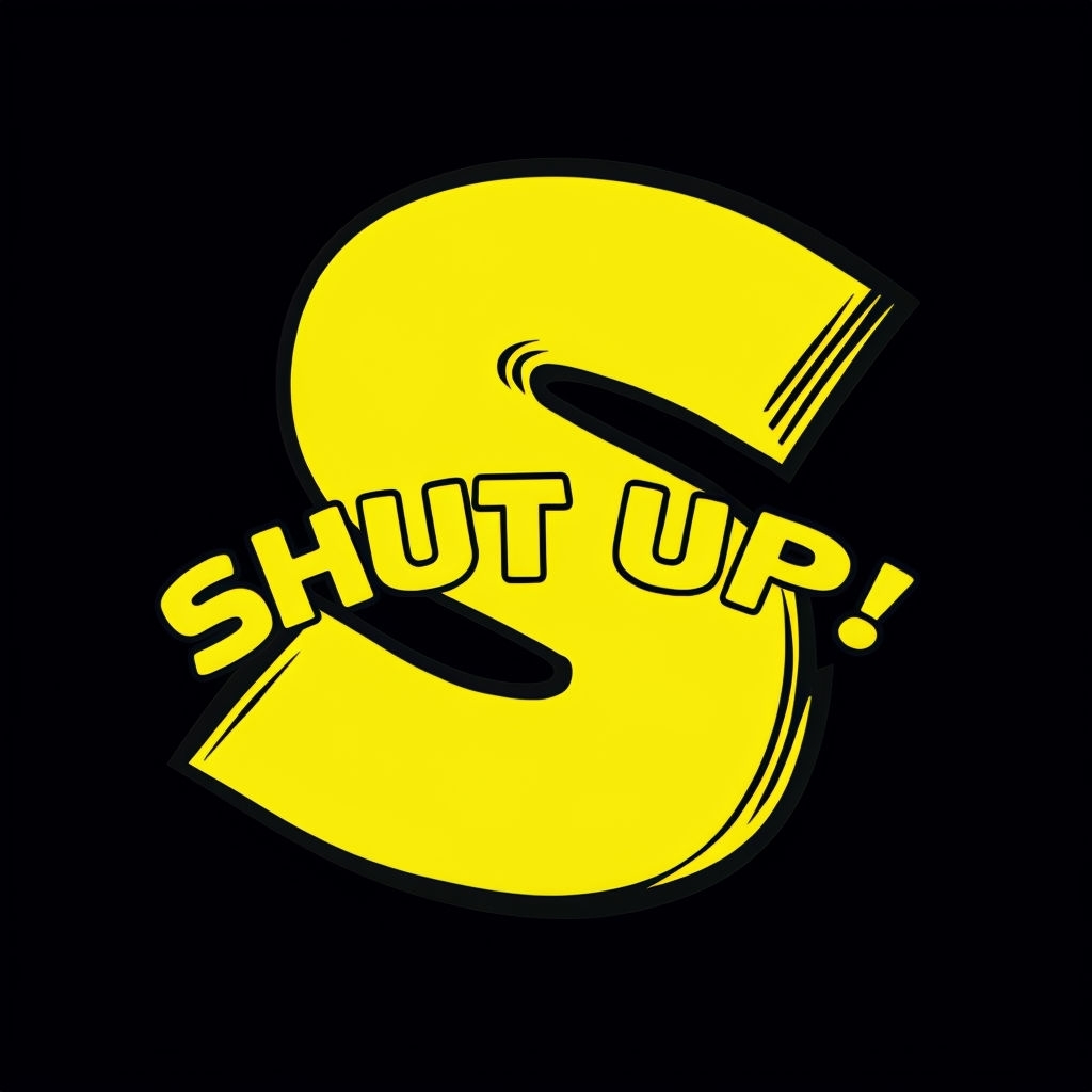 Bold Yellow 'S' with 'SHUT UP!' Graphic T-Shirt