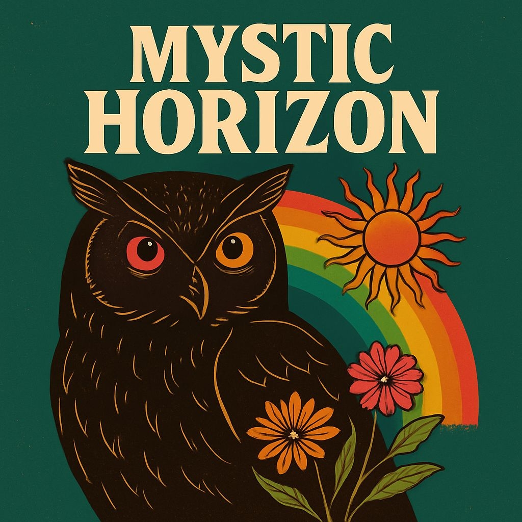 Mystic Horizon Retro Owl Illustration for Spotify Album Cover