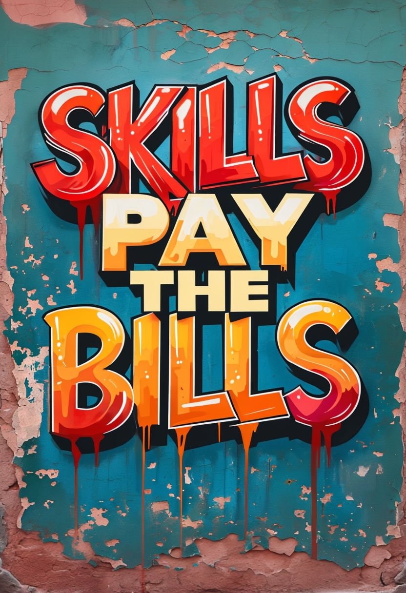 Empowering Graffiti Skills Pay the Bills Street Art Poster