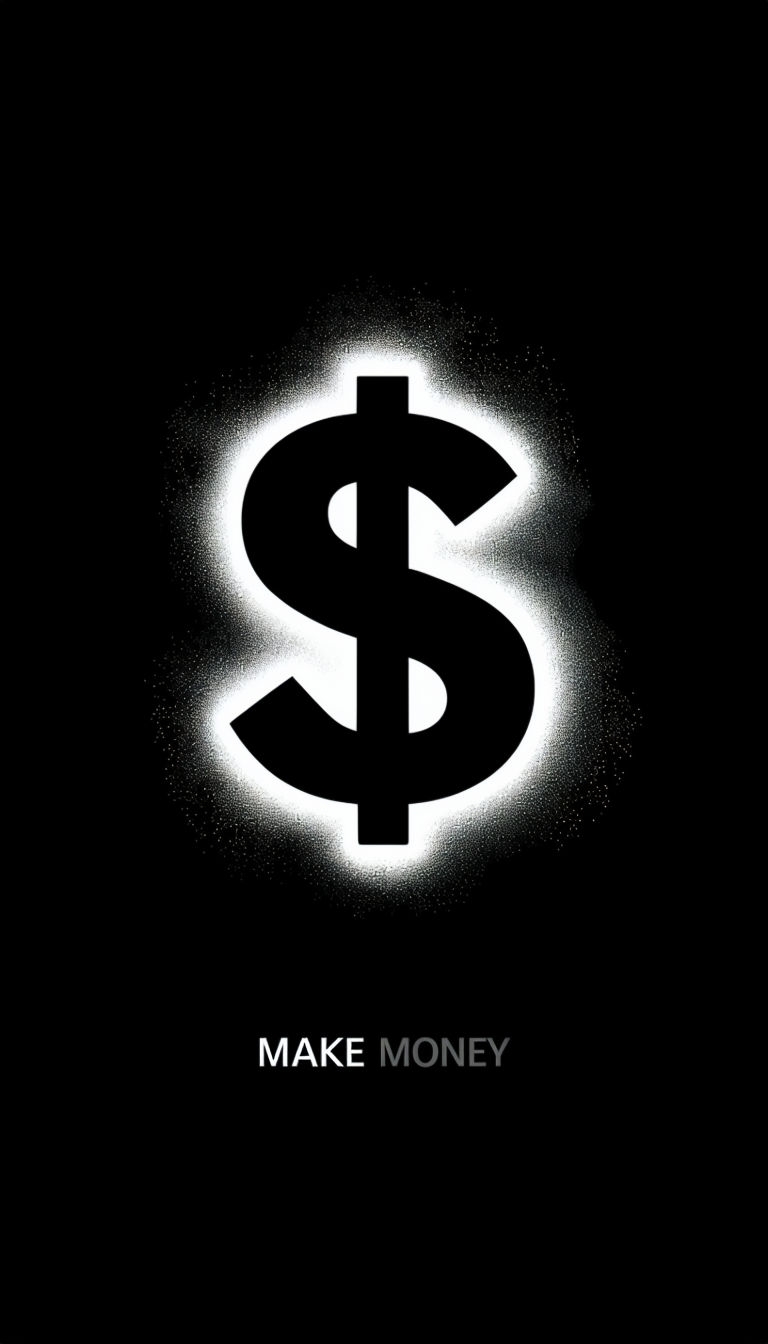Bold Black Dollar Symbol with Motivational Text Mobile Wallpaper