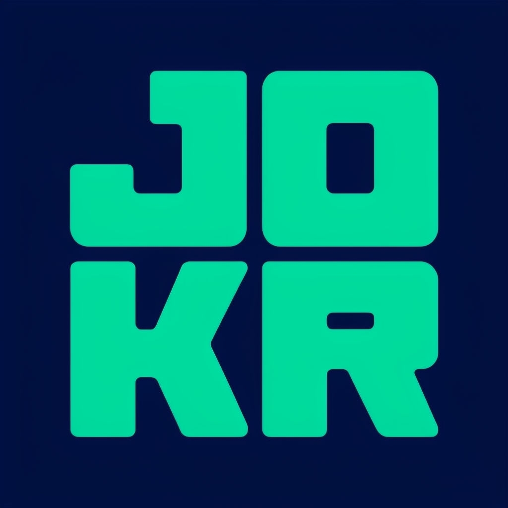 Playful Mint Green JOKR Logo on Navy Blue Background Logo