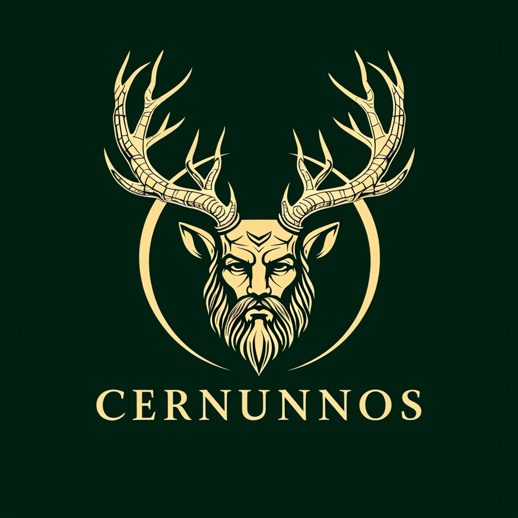 Stylized Deer Man Logo with Intricate Antlers Design
