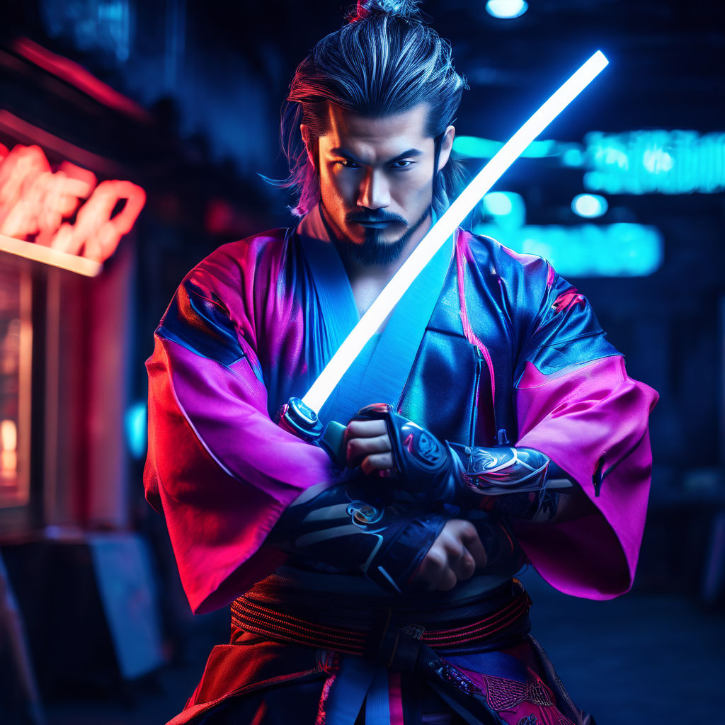 A man dressing as a Japanese Hashira swordsmith with muscles... by ...