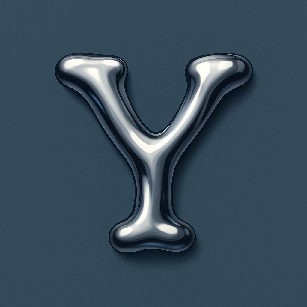 Sleek Metallic Silver Letter Y on Dark Navy Background Monogram
