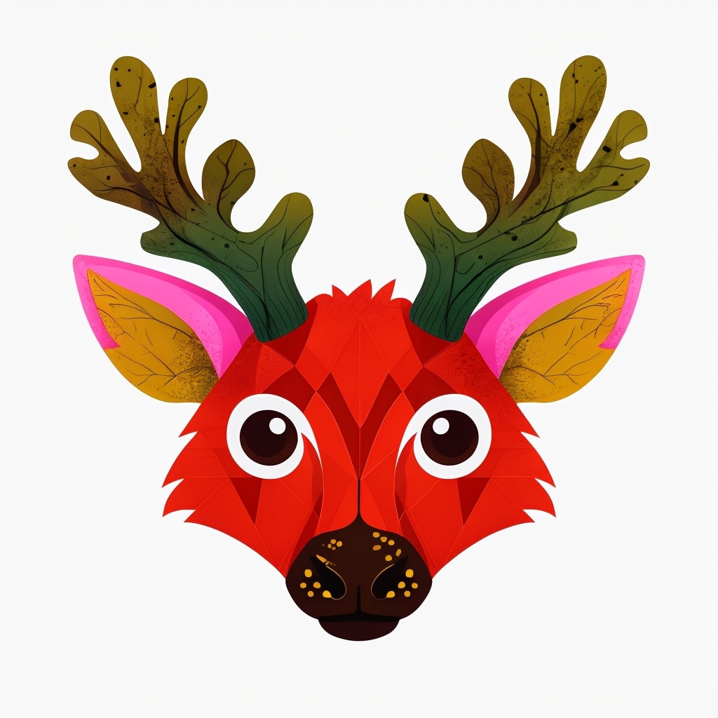 Whimsical Red Animal Face with Geometric Patterns Mug