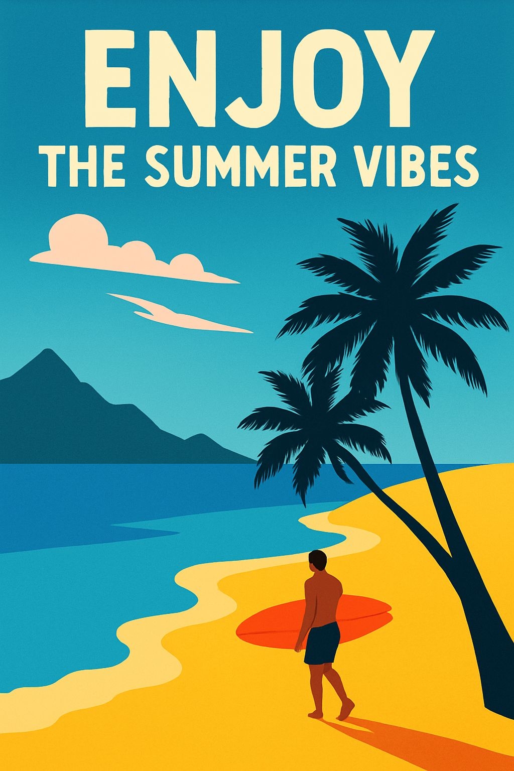 Modern Minimalist Tropical Beach Summer Vibes Poster