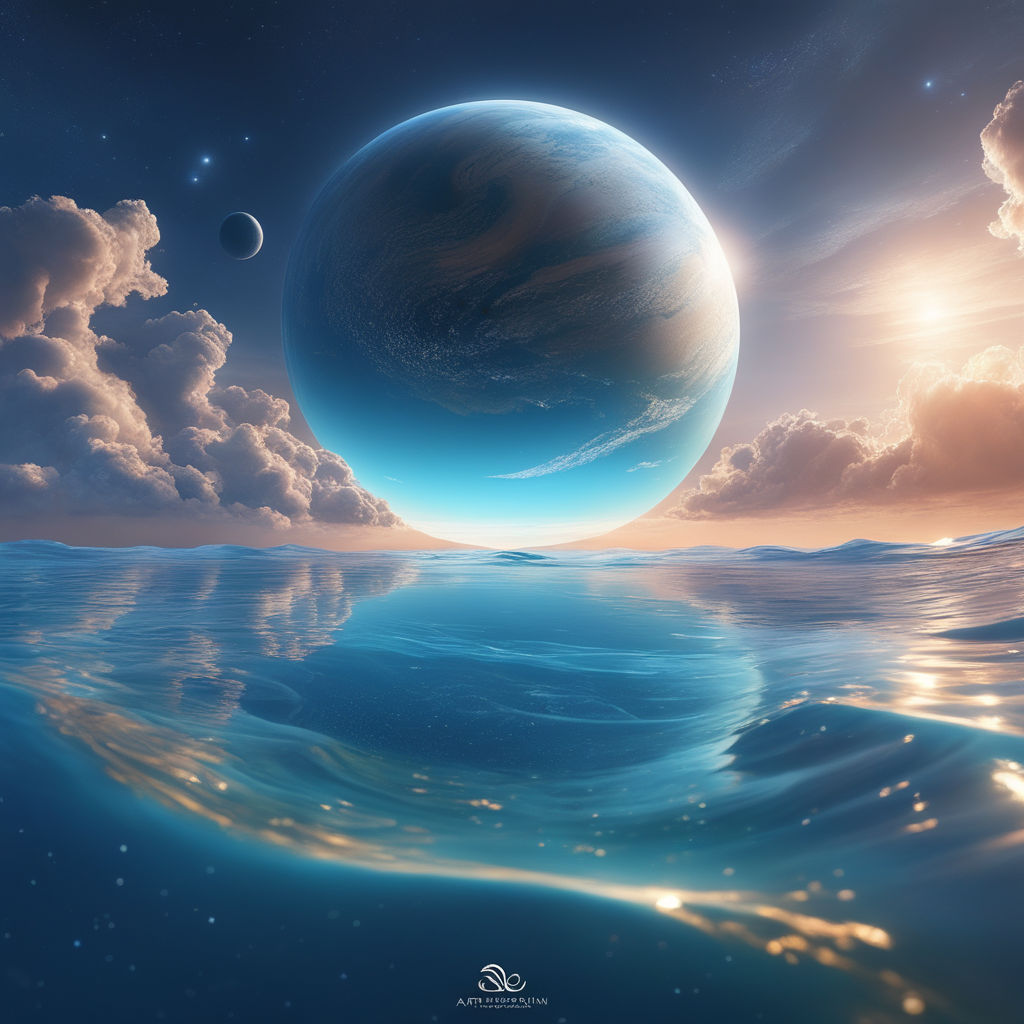 A majestic Hycean planet filled with vast oceans that stretc... by ...