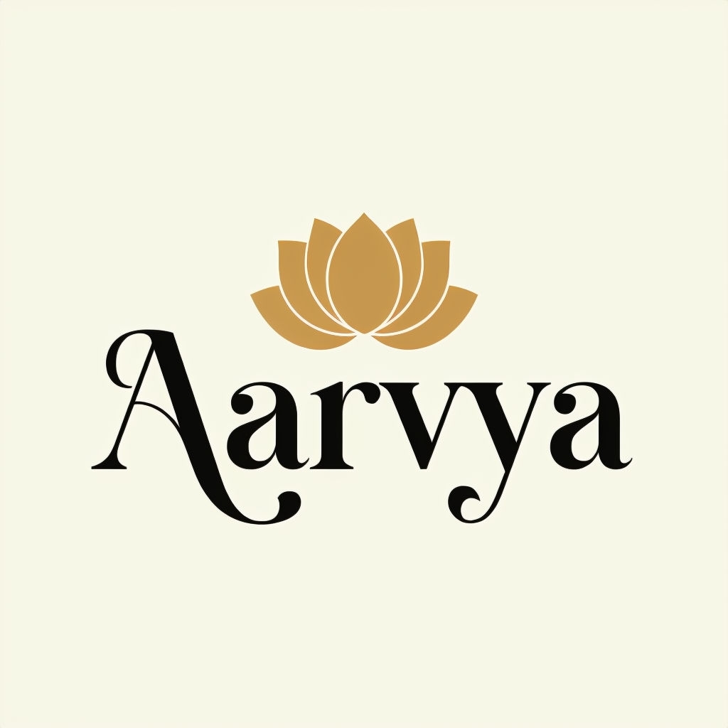 Elegant Aarvya Logo with Lotus Flower Design and Minimalist Style