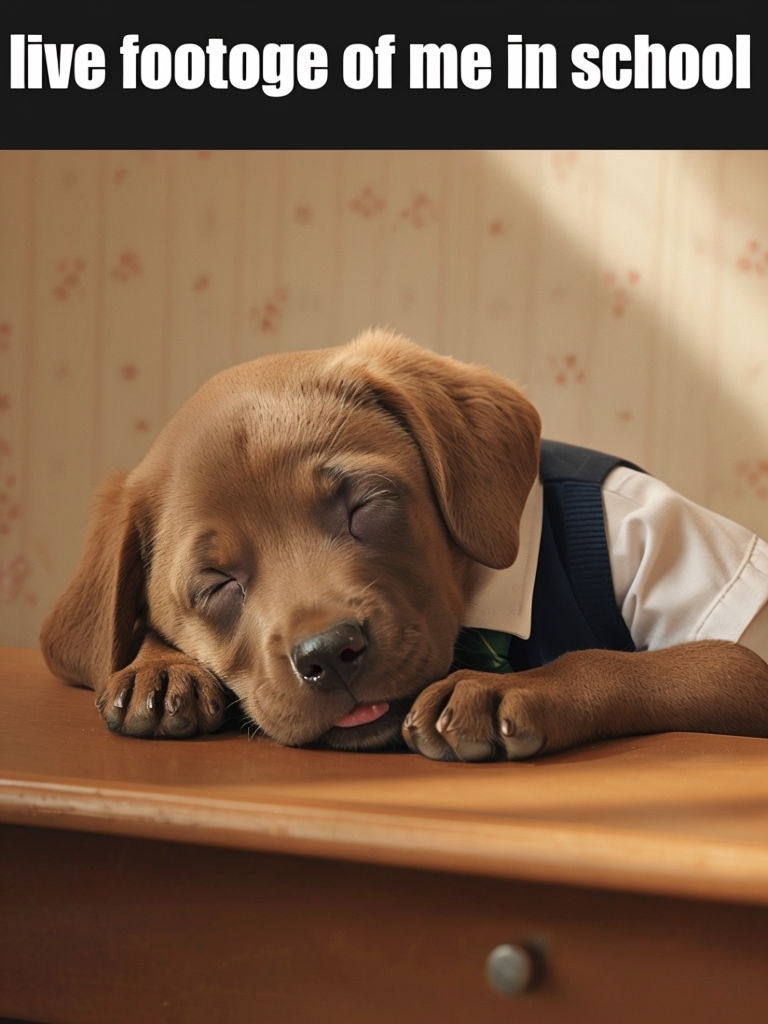 Brown Labrador Puppy in School Uniform Funny Meme