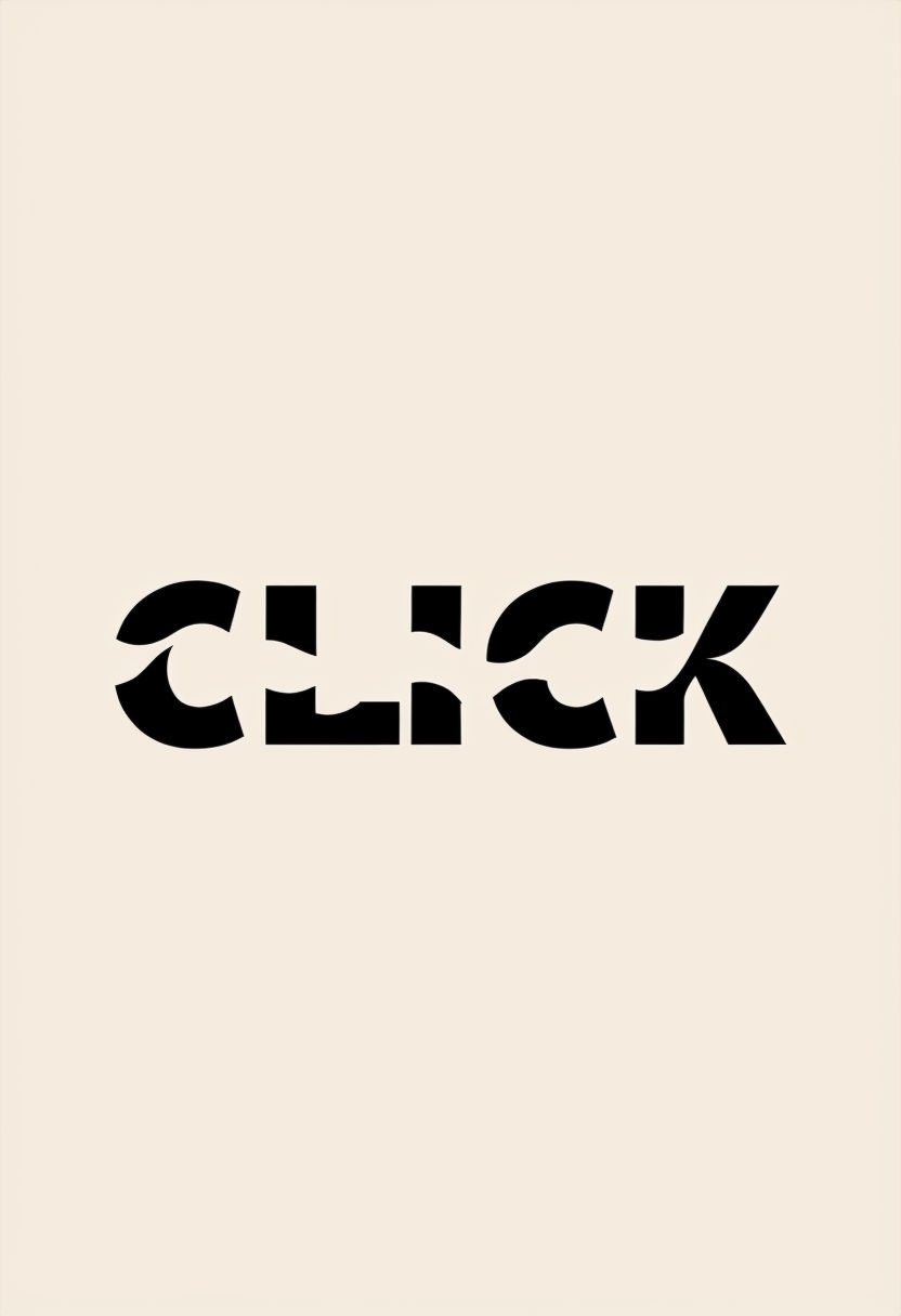 Minimalist CLICK Typography Logo Design on Beige Background Logo