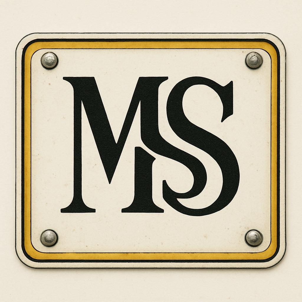 Stylish Vintage MS Monogram Plaque with Gold and Silver Accents Monogram