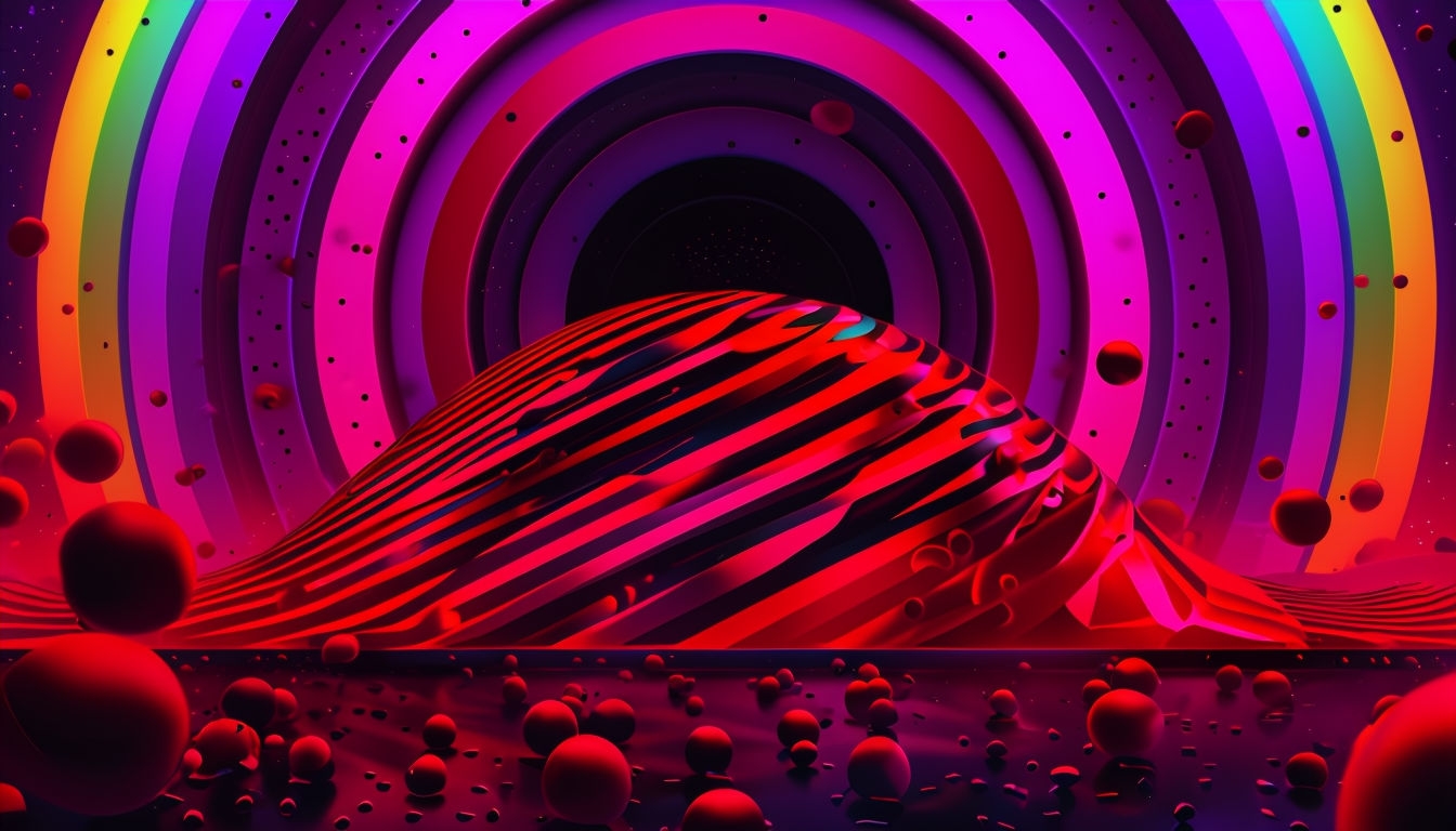 Vibrant Abstract Cosmic Scene with Neon Lighting Background