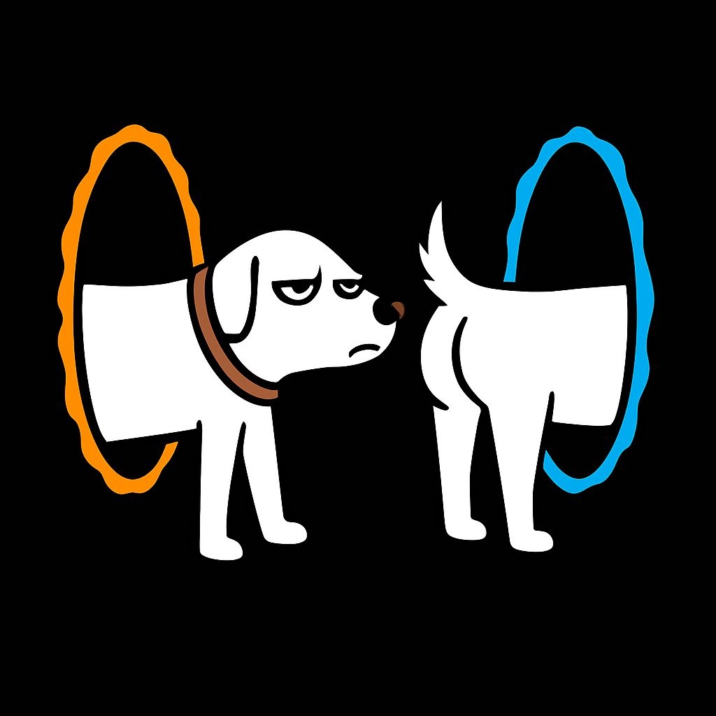 Minimalist Cartoon Dogs in Contrasting Colors T-Shirt