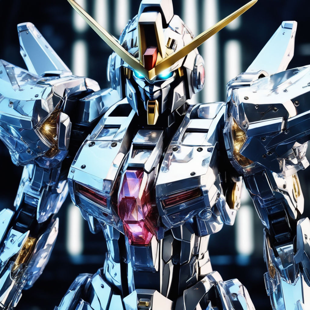 The scene showcases stunning Gundam armor adorned with cryst... by 季节 ...