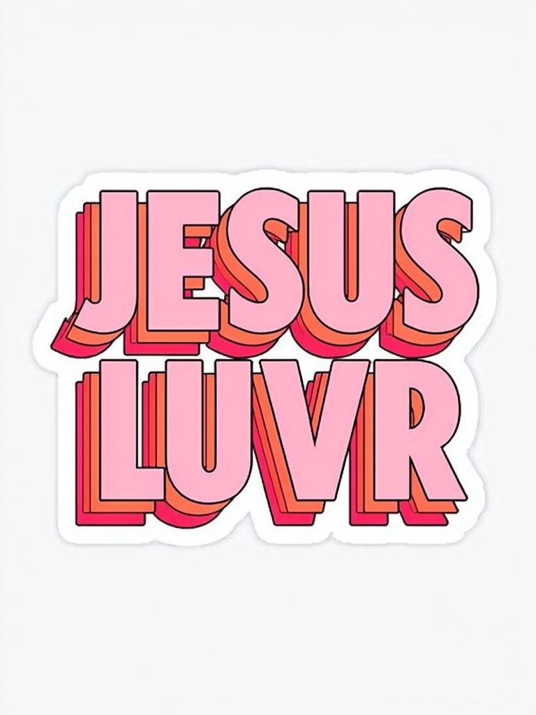 Bold Jesus Luvr Graphic Design with 3D Effects Sticker