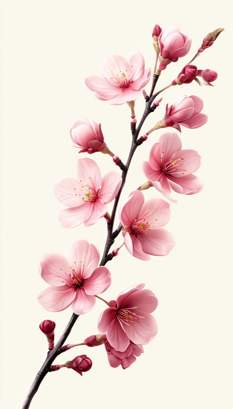 Delicate Cherry Blossom Branch Illustration for Phone Case Cover