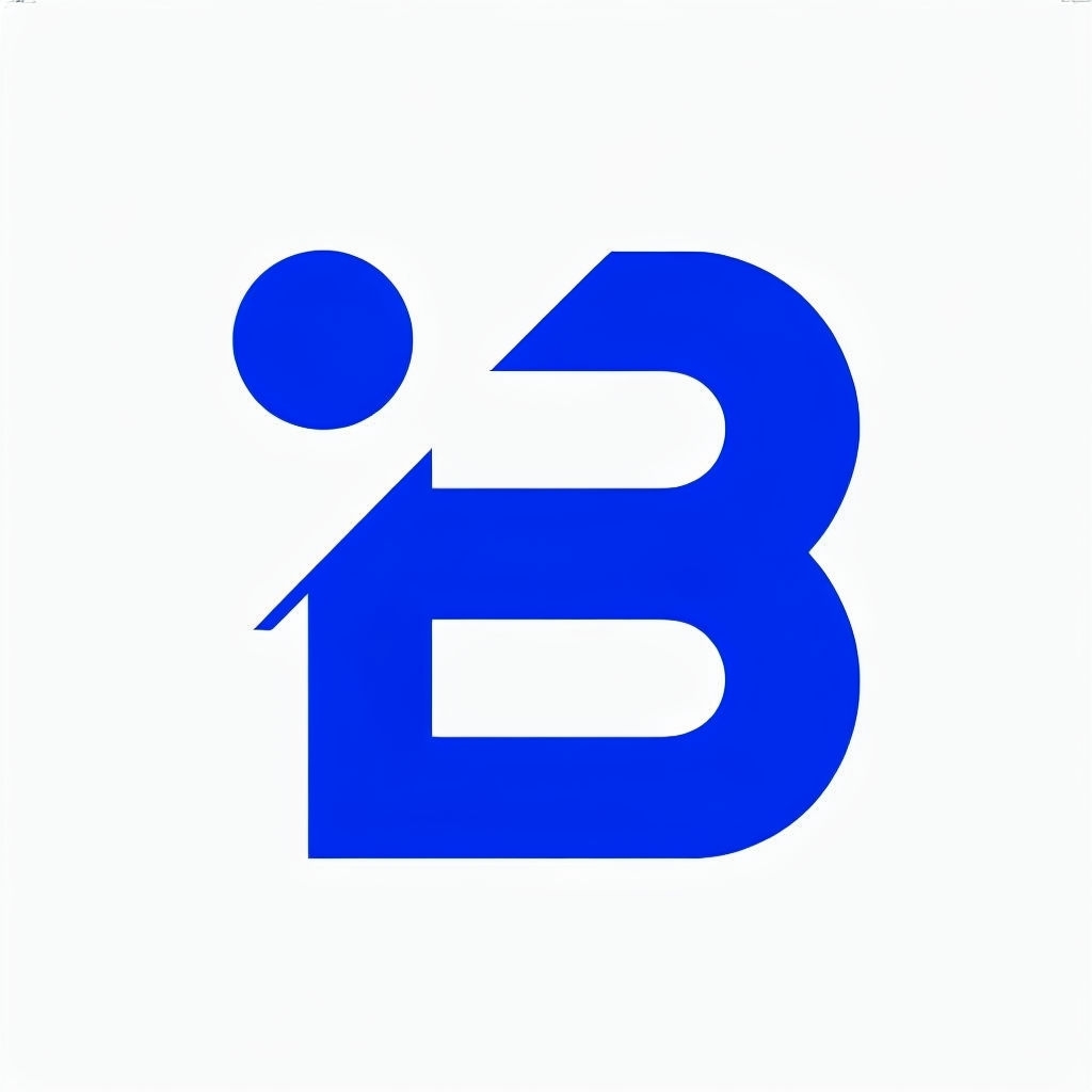 Modern Minimalist Royal Blue B Logo on White Background