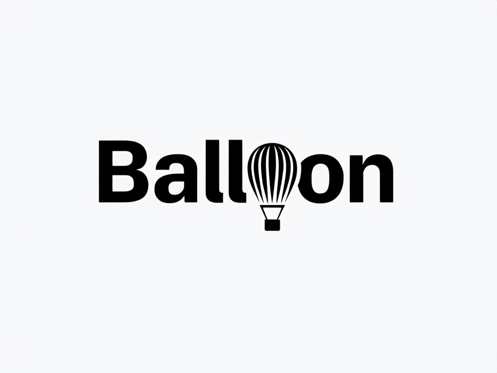 Minimalist Black Balloon Logo with Hot Air Balloon Icon