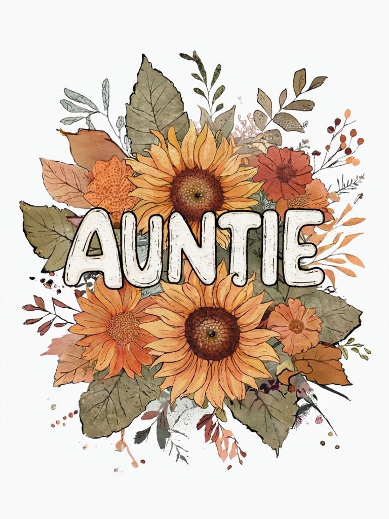 Charming Autumn Floral Auntie Design for Heartfelt T-Shirt