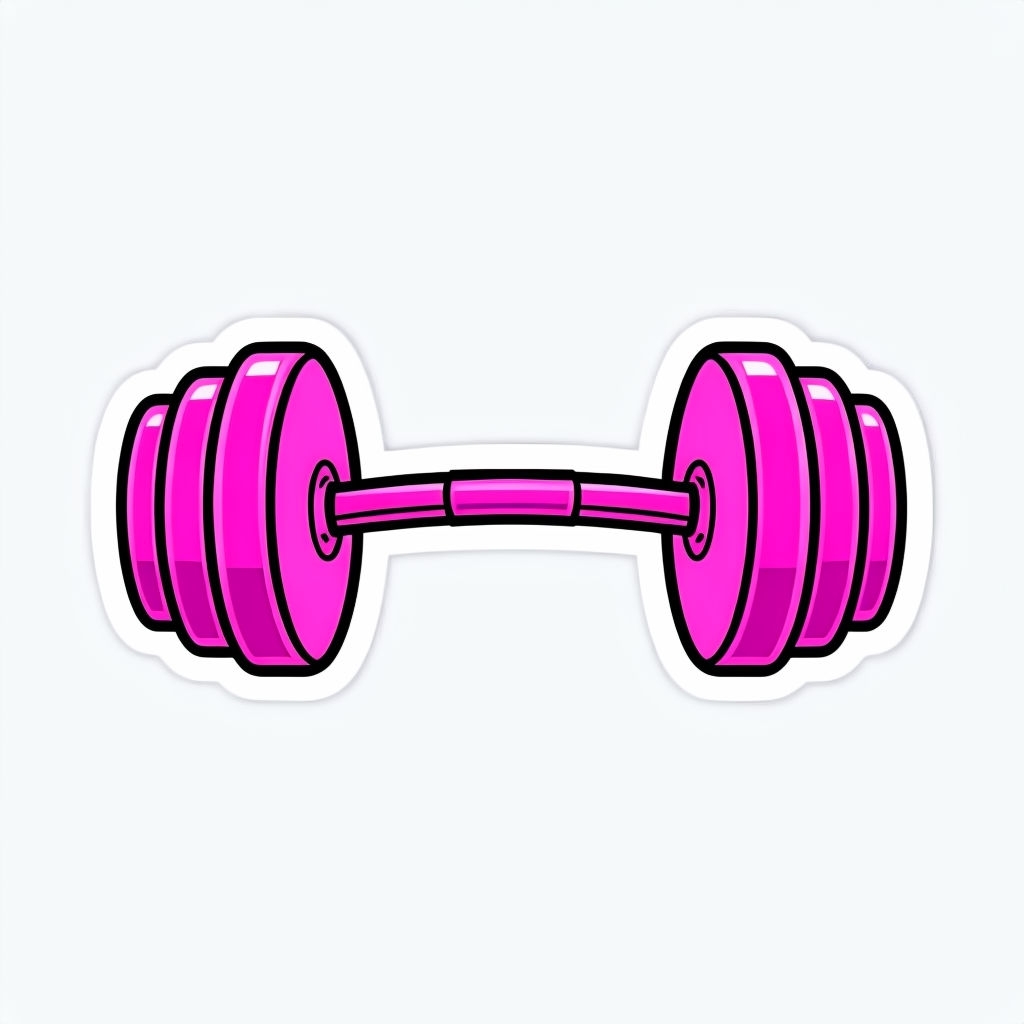 Bright Pink Cartoon Barbell Illustration Sticker