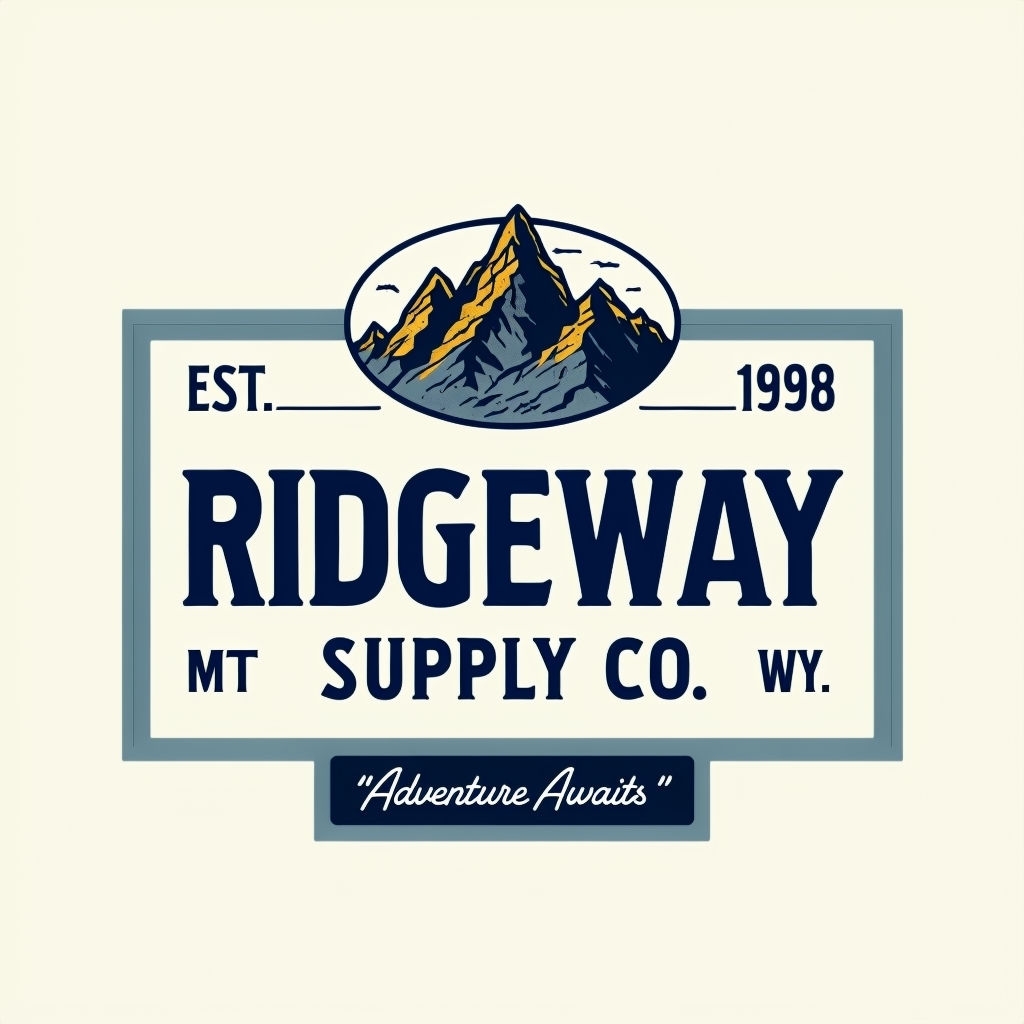 Vintage Ridgeway Supply Co. Logo with Mountain Emblem