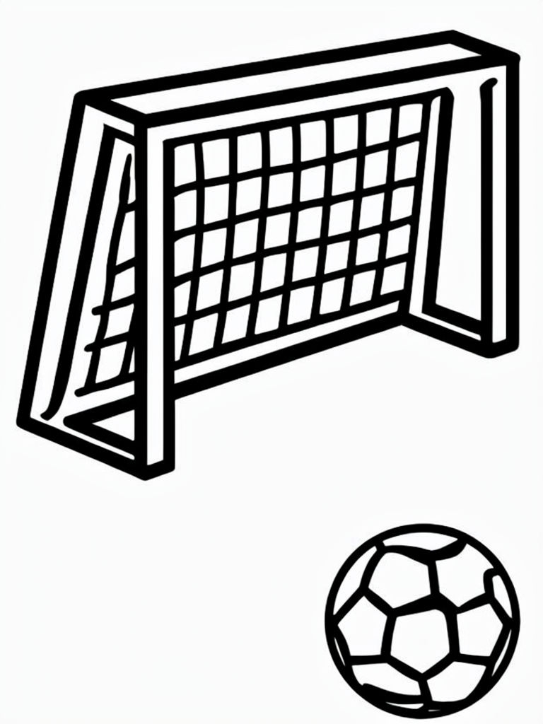 Soccer Goal and Ball Minimalist Coloring Page Design Coloring Book Pages