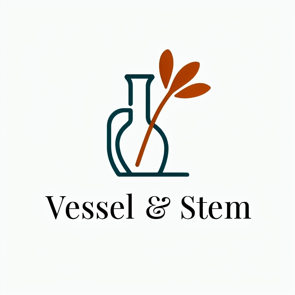 Elegant Vessel & Stem Logo for Boutique Glassware and Floral Design