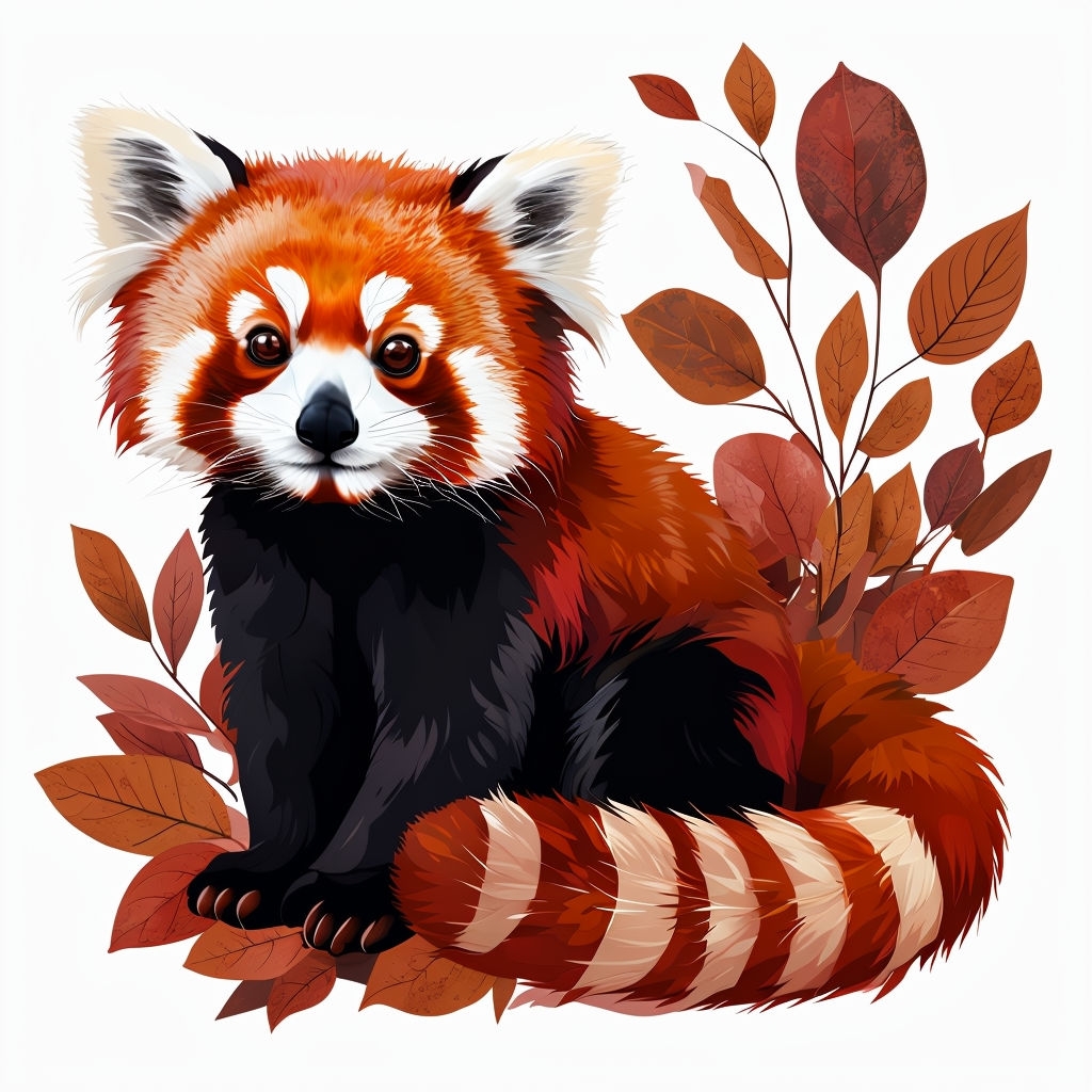 Whimsical Red Panda Surrounded by Autumn Leaves Mug