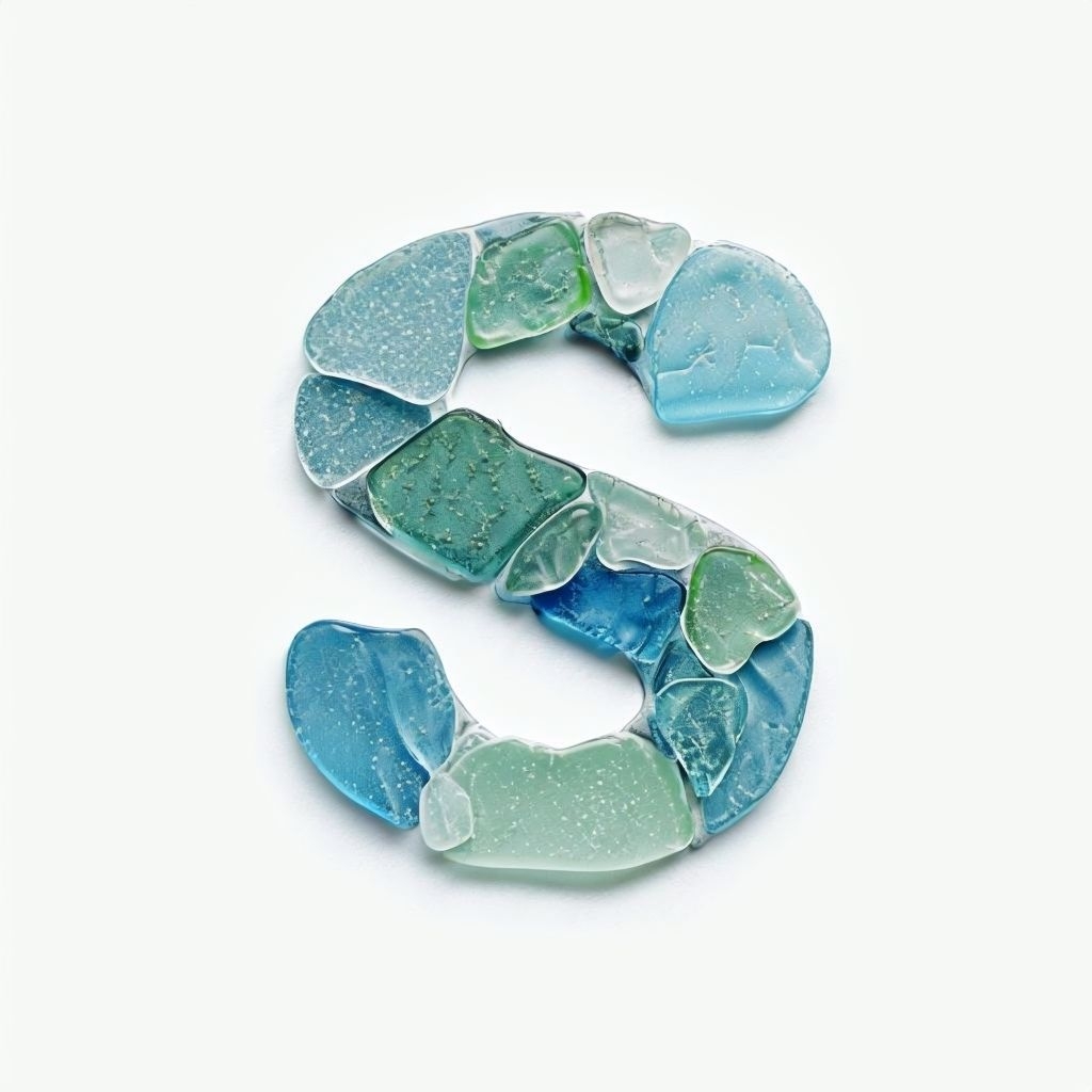 Vibrant Sea Glass Letter S Minimalist Art Monogram
