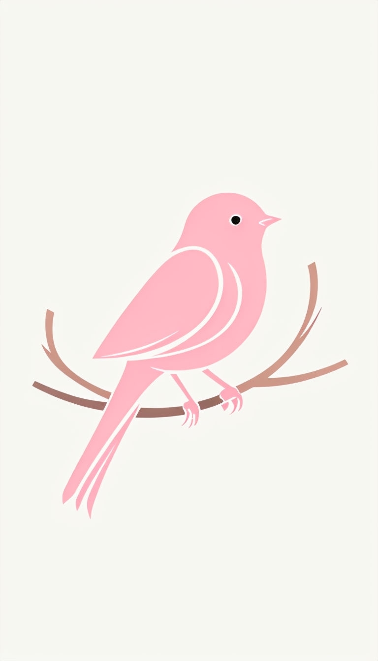 Stylish Minimalist Bird on Branch Illustration Phone Case Cover