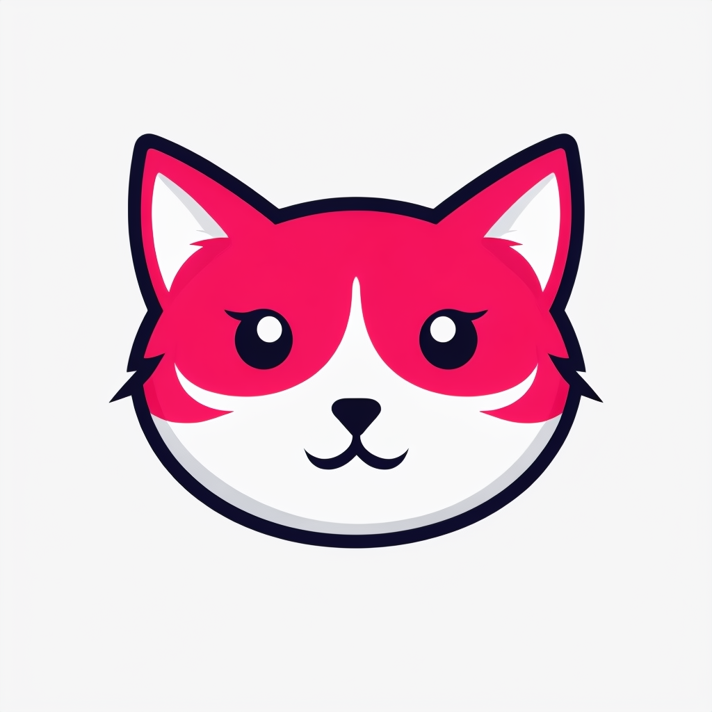 Minimalist Red and White Cat Face Cartoon Logo