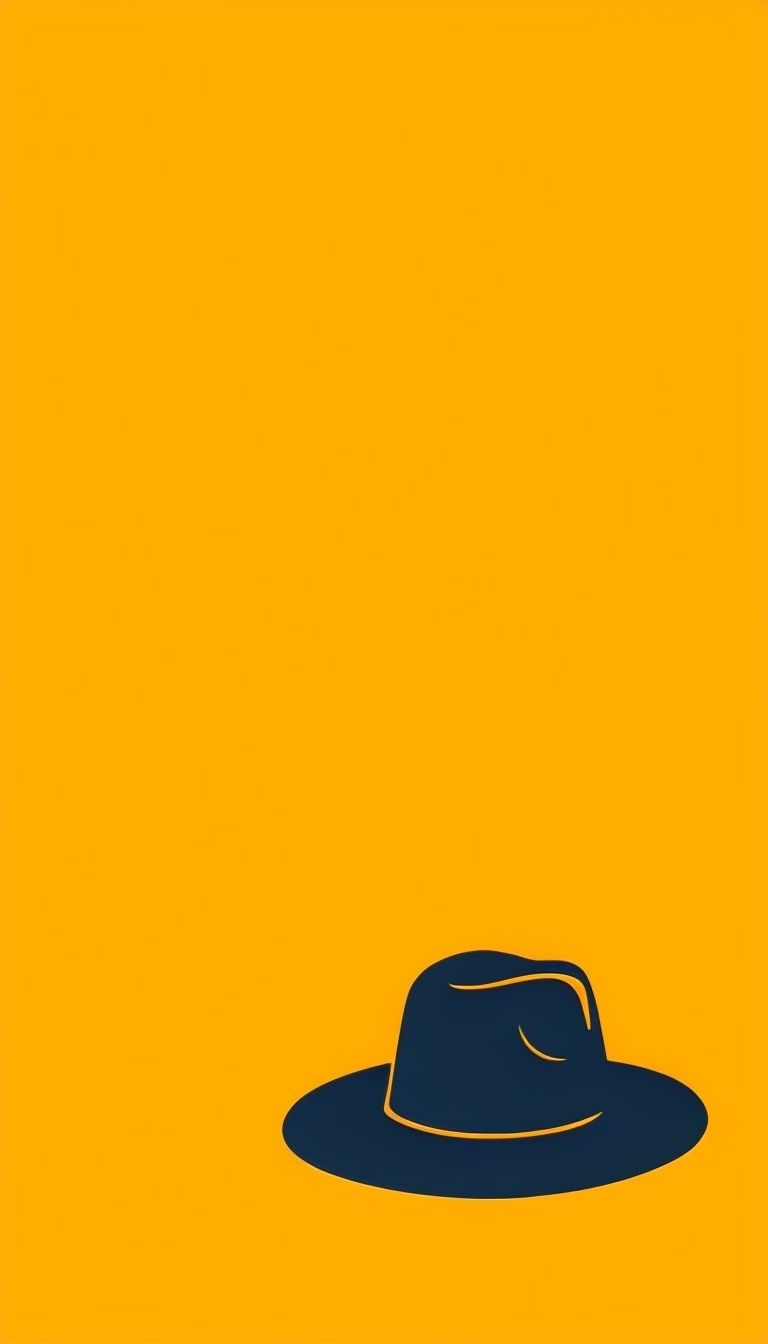 Minimalist Navy Blue Hat on Bright Amber Background Phone Case Cover
